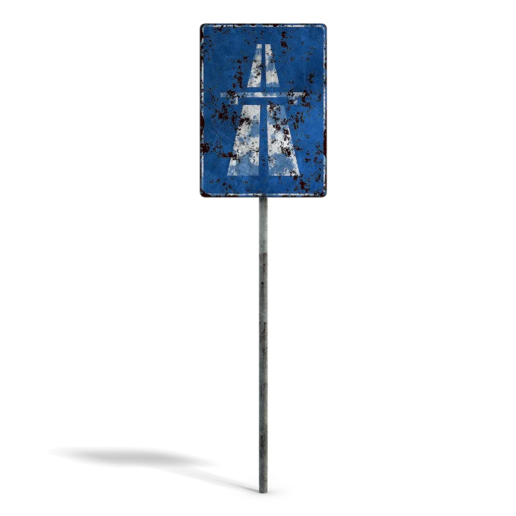 Damaged Highway Sign