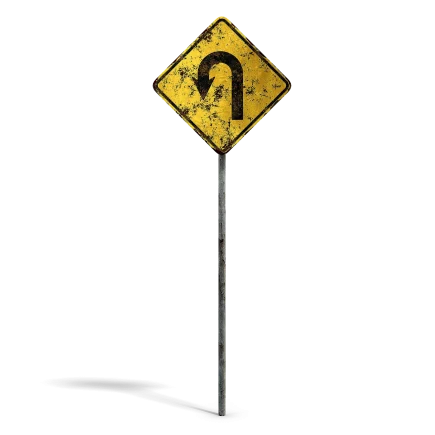 Damaged U-Turn Sign