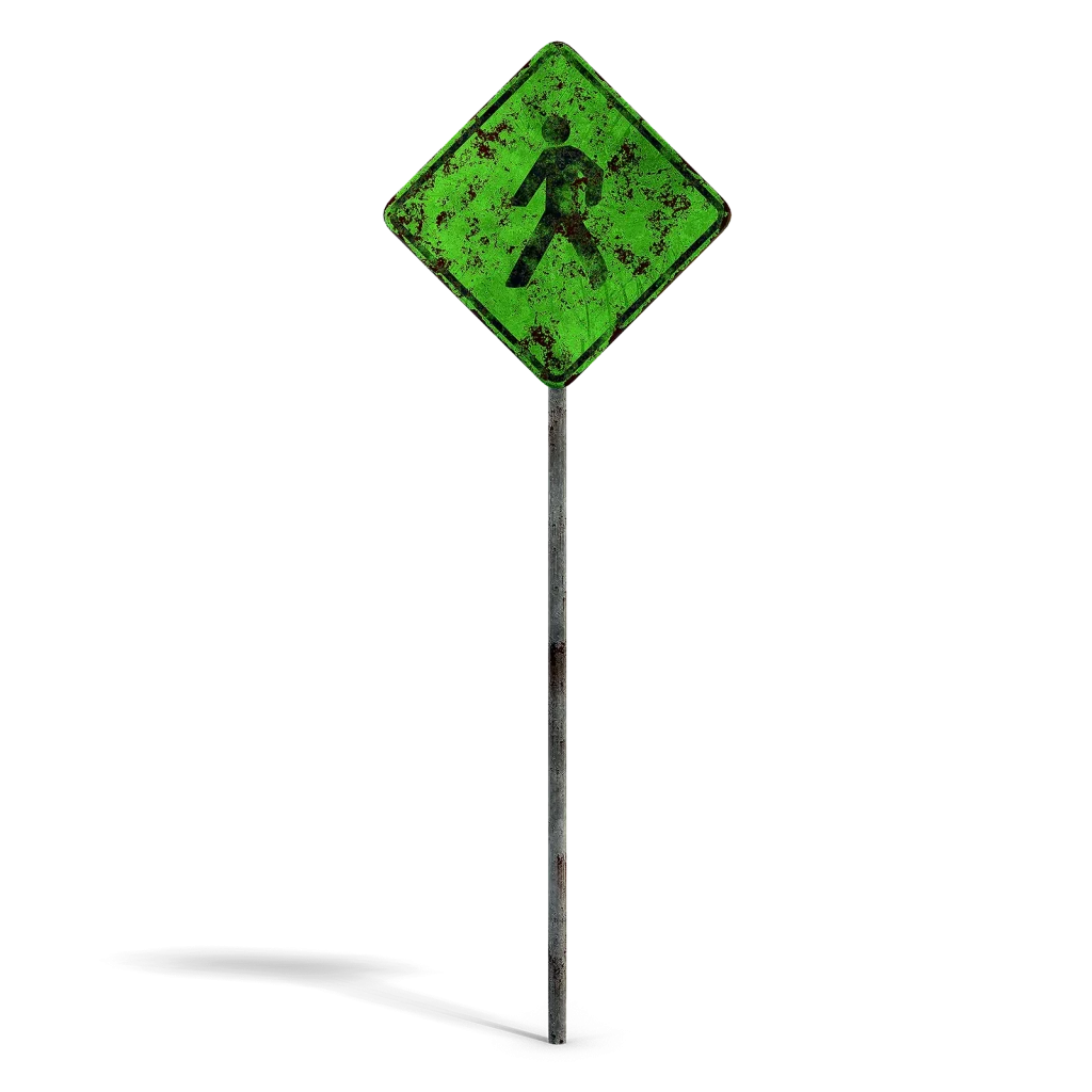 Damaged Pedestrian Sign