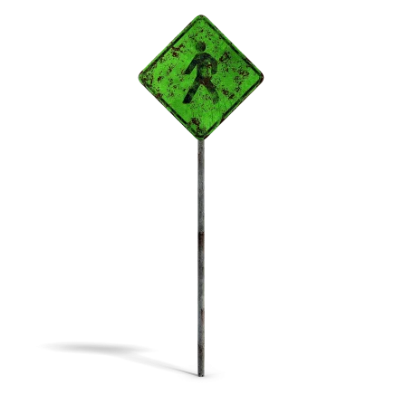 Damaged Pedestrian Sign