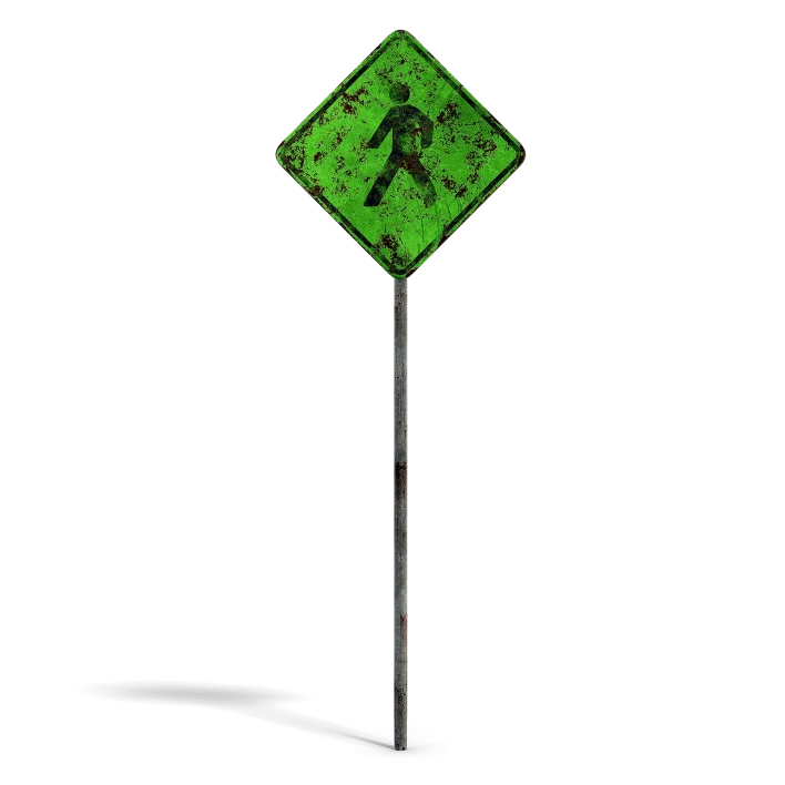 Damaged Pedestrian Sign