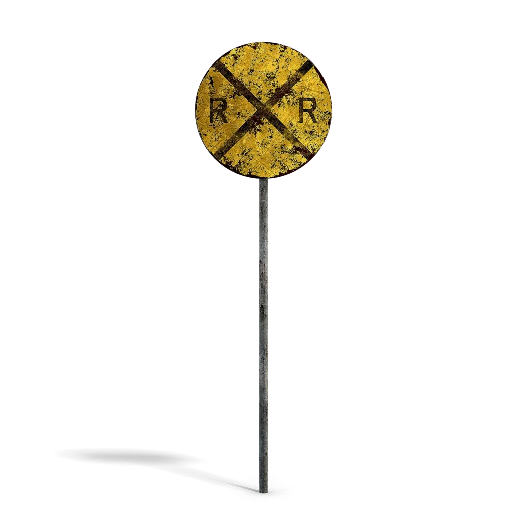 Damaged Railroad Sign