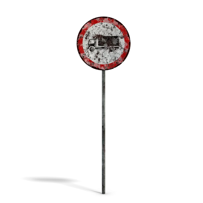 Damaged No Trucks Sign
