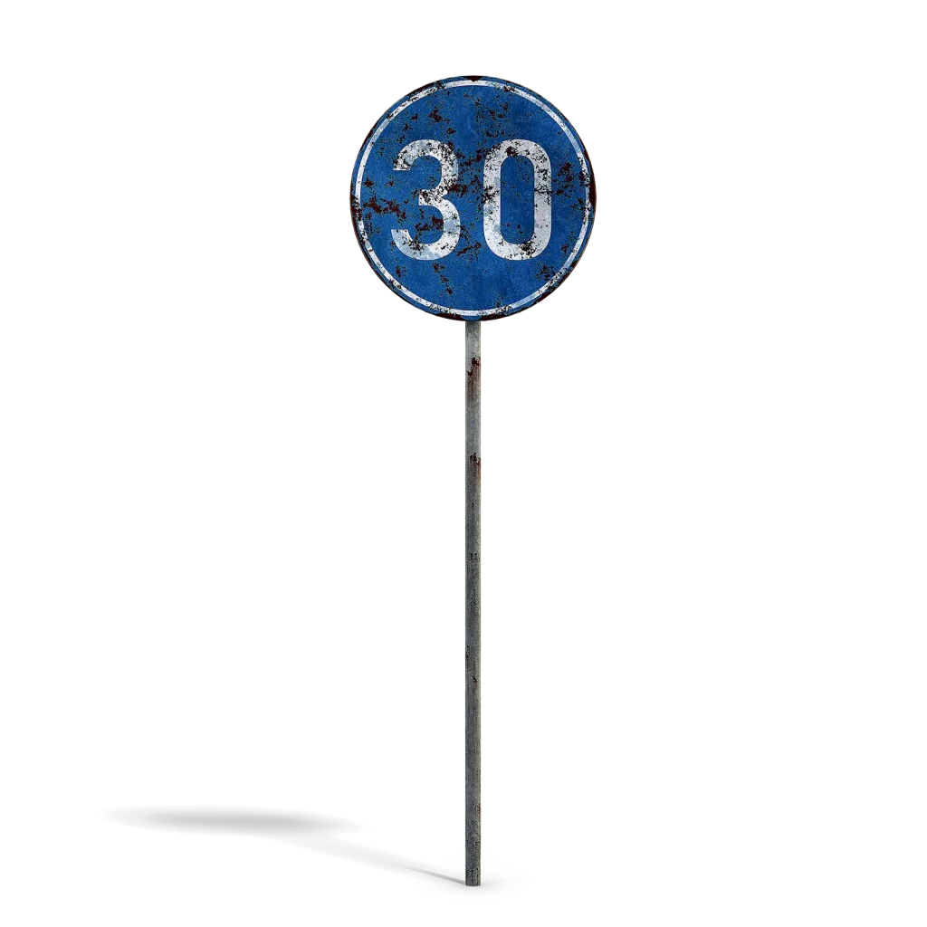 Damaged Minimum Speed Sign