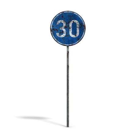 Damaged Minimum Speed Sign