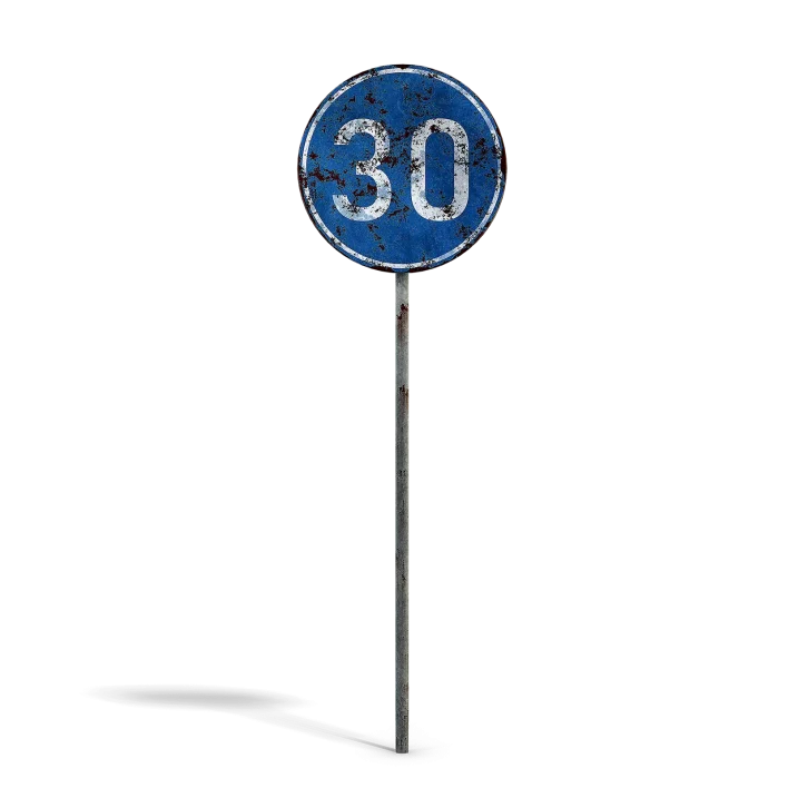 Damaged Minimum Speed Sign