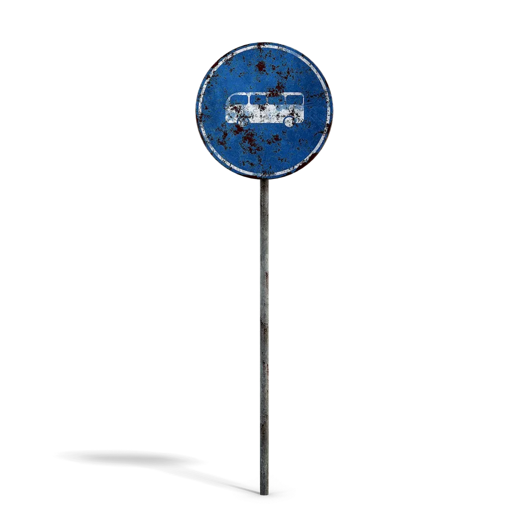 Damaged Bus Road Sign