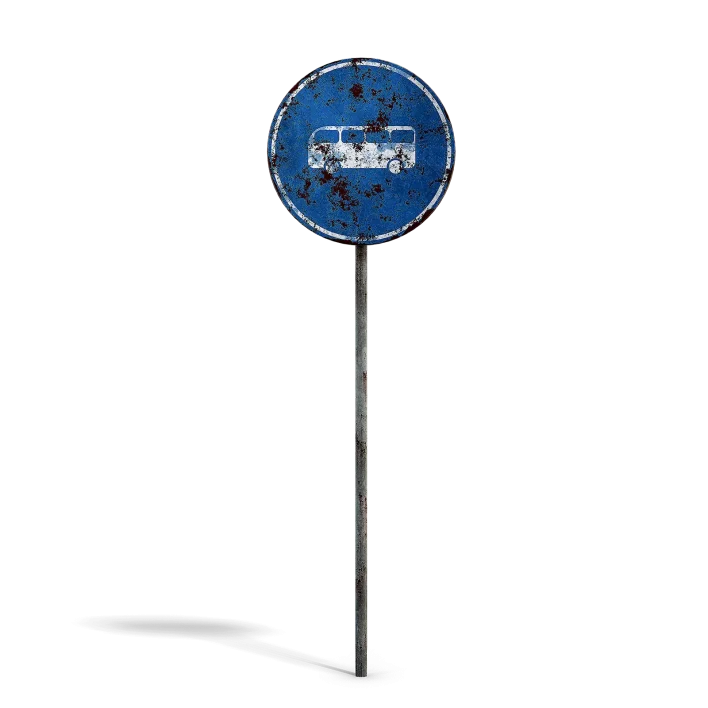 Damaged Bus Road Sign