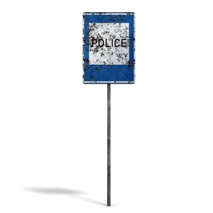 Damaged Police Info Sign