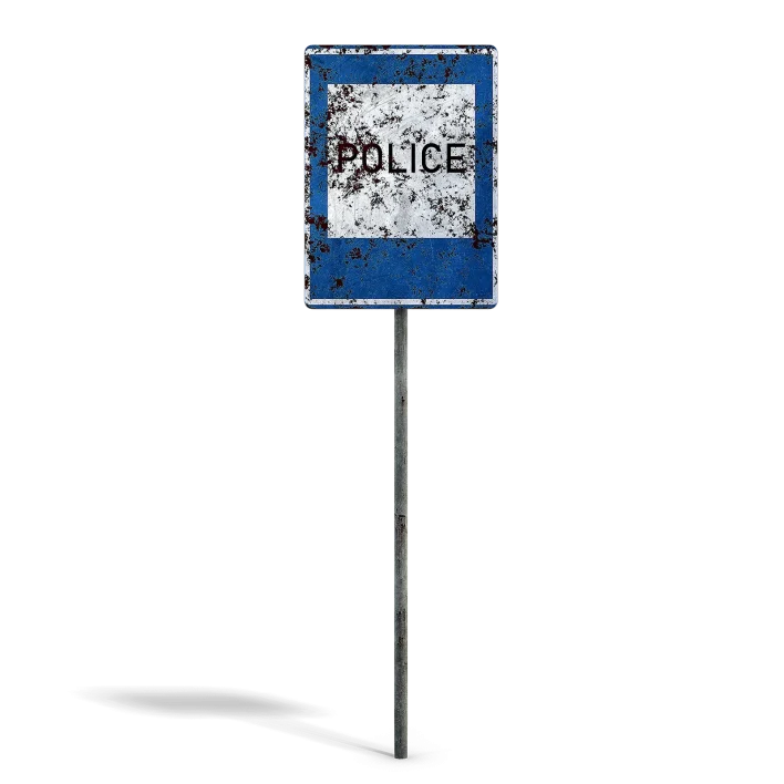 Damaged Police Info Sign