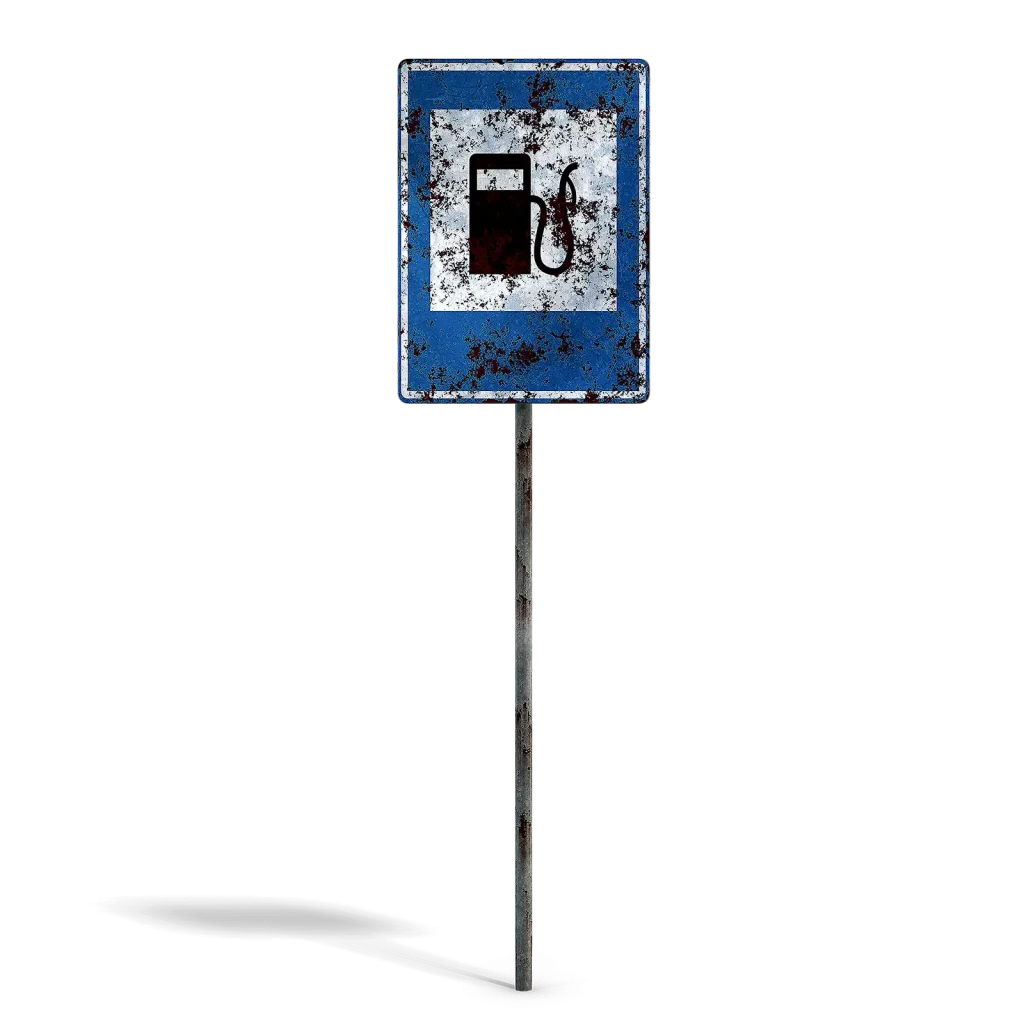 Damaged Gas Station Info Sign