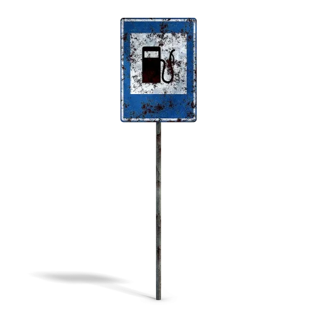 Damaged Gas Station Info Sign