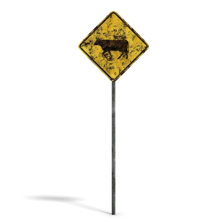 Damaged Cattle Warning Sign