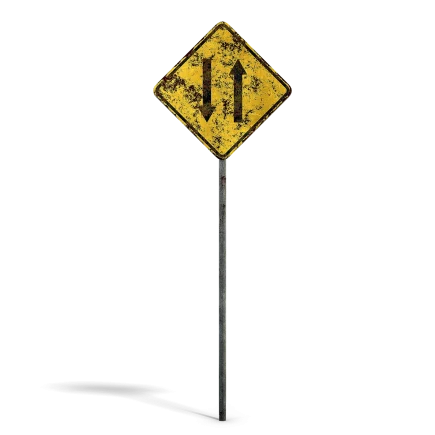 Damaged Two Way Sign