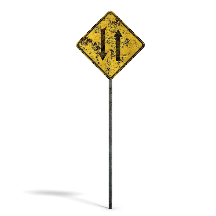 Damaged Two Way Sign