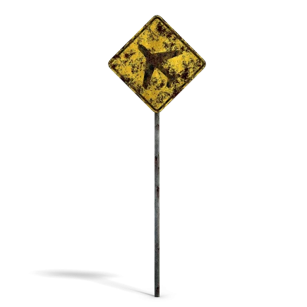 Damaged Airport Warning Sign