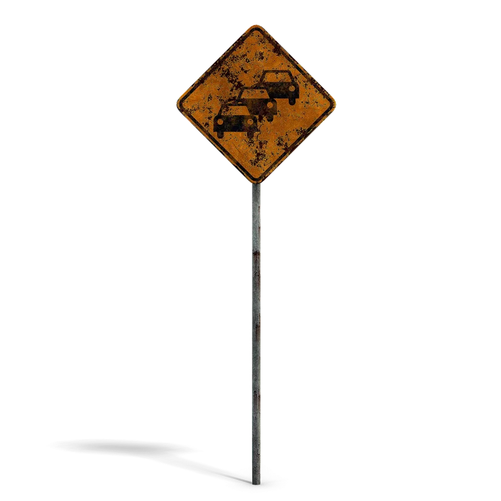 Damaged Traffic Jam Sign
