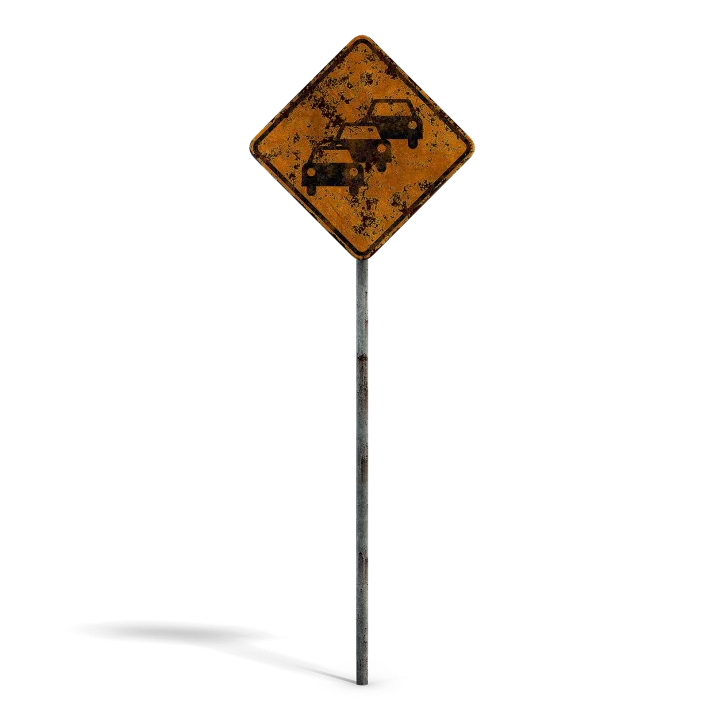 Damaged Traffic Jam Sign
