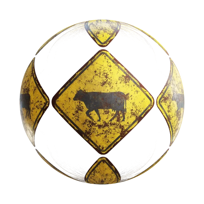 Damaged Cattle Warning Sign 7695