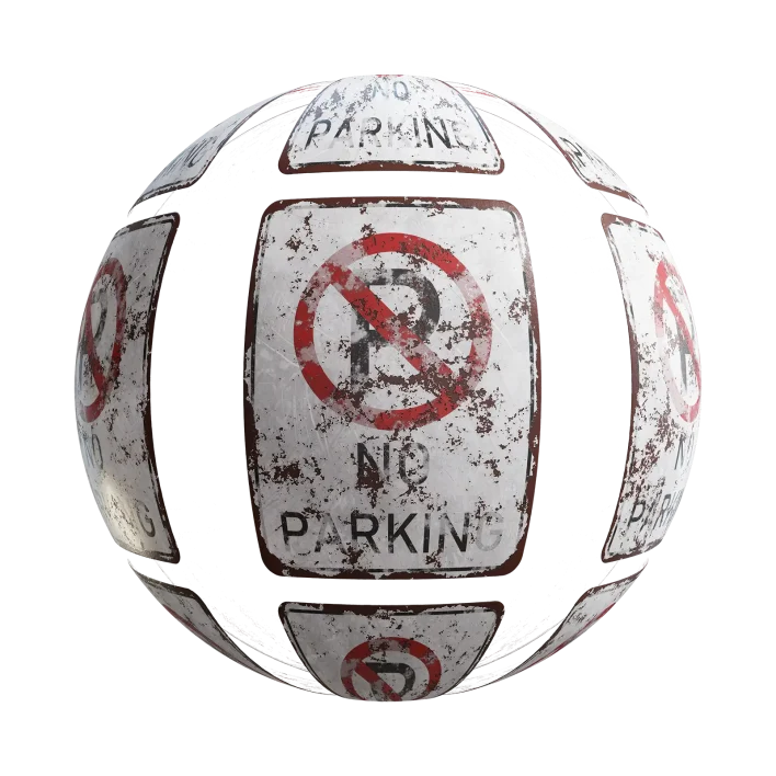 Damaged No Parking Sign 7651