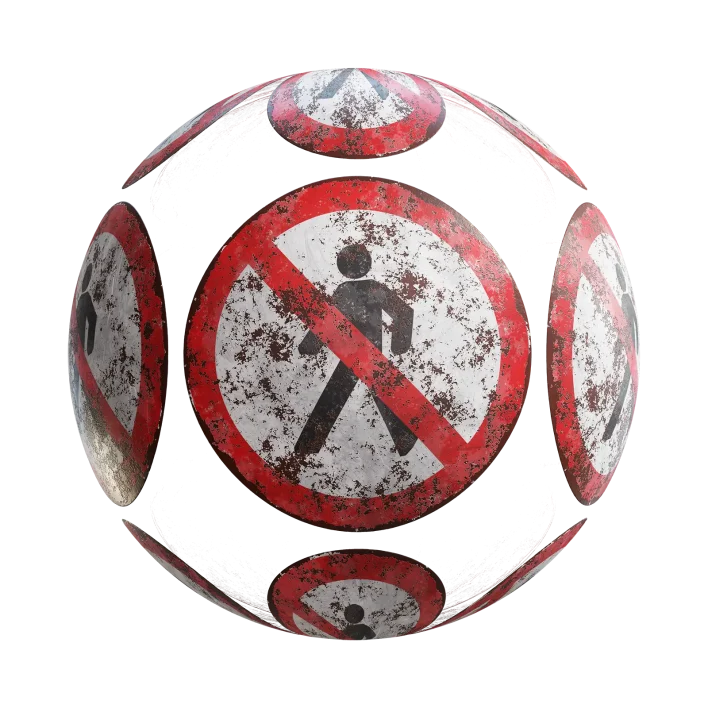 Damaged No Walking Sign 7681