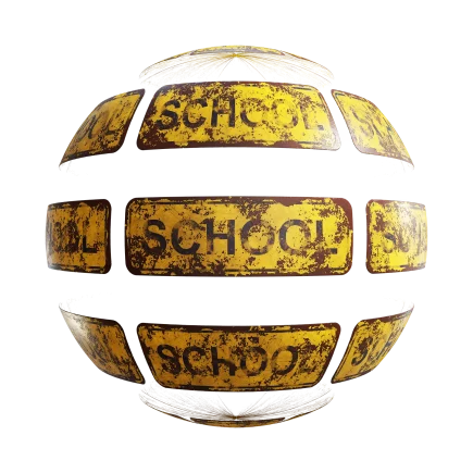 Damaged School Sign 7639