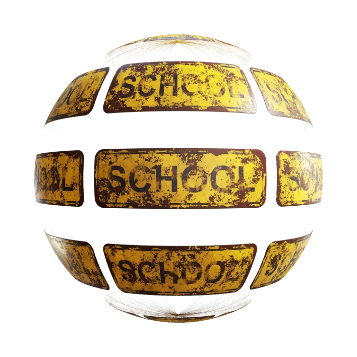 Damaged School Sign 7639