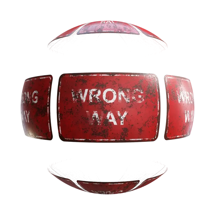 Damaged Wrong Way Sign 7645