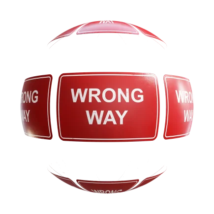 Wrong Way Sign 7644