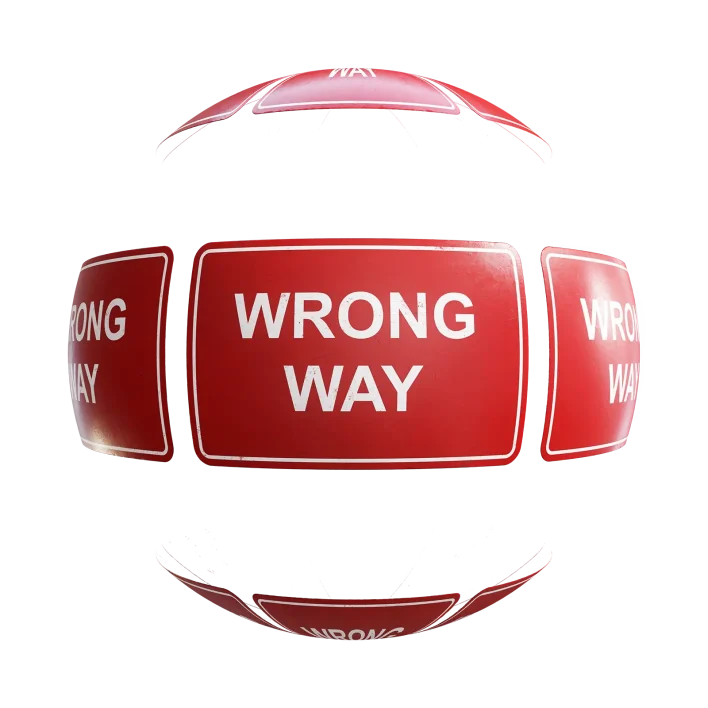 Wrong Way Sign 7644