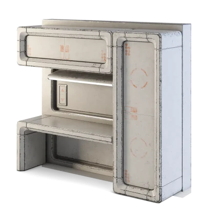 Futuristic Apartment Wall with Desk