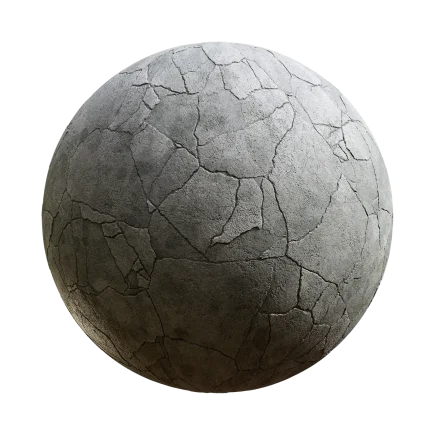 Cracked Concrete - concrete, cracked, grey, damaged - PBR texture