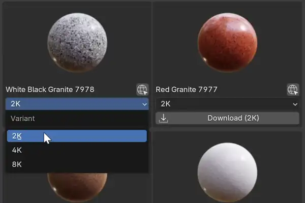 Browsing CGAxis asset library and importing a 3D model in Blender viewport