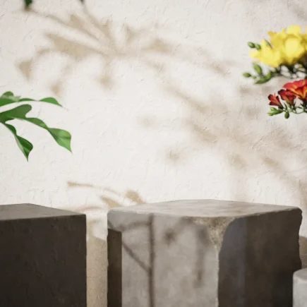 Concrete Pedestals and Plaster Walls